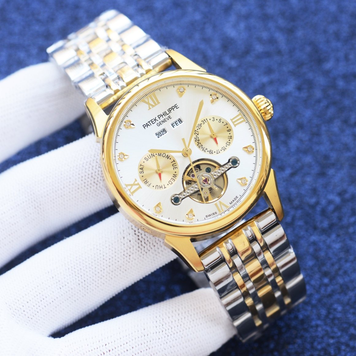 Patek Philippe Silver White Dial Bracelet Watch — hero