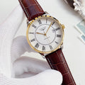 Longines Brown Leather Strap Watch — hero