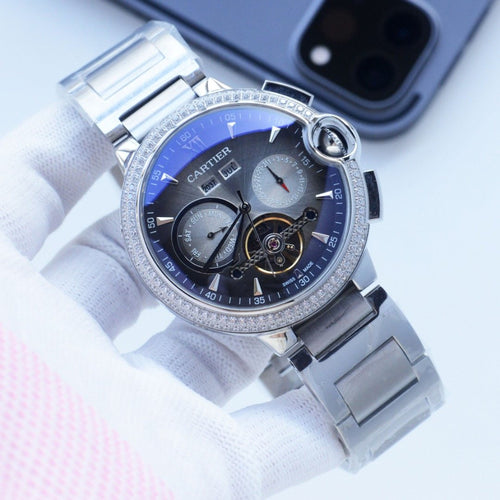 Cartier Blue Silver Dial Bracelet Watch — front