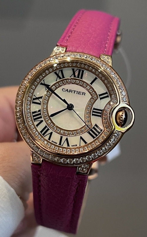 Cartier Pink Gold Leather Strap Watch — hero