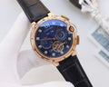 Cartier Rose Gold Black Blue Dial Strap Watch — hero