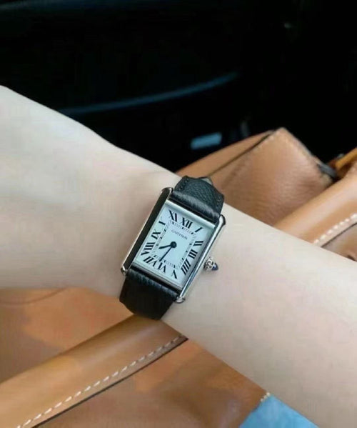 Cartier Black Leather Strap Watch — model